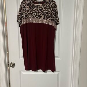 Leopard Print and Burgundy Dress